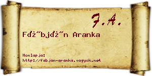 Fábján Aranka névjegykártya