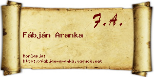Fábján Aranka névjegykártya