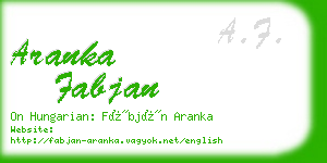 aranka fabjan business card